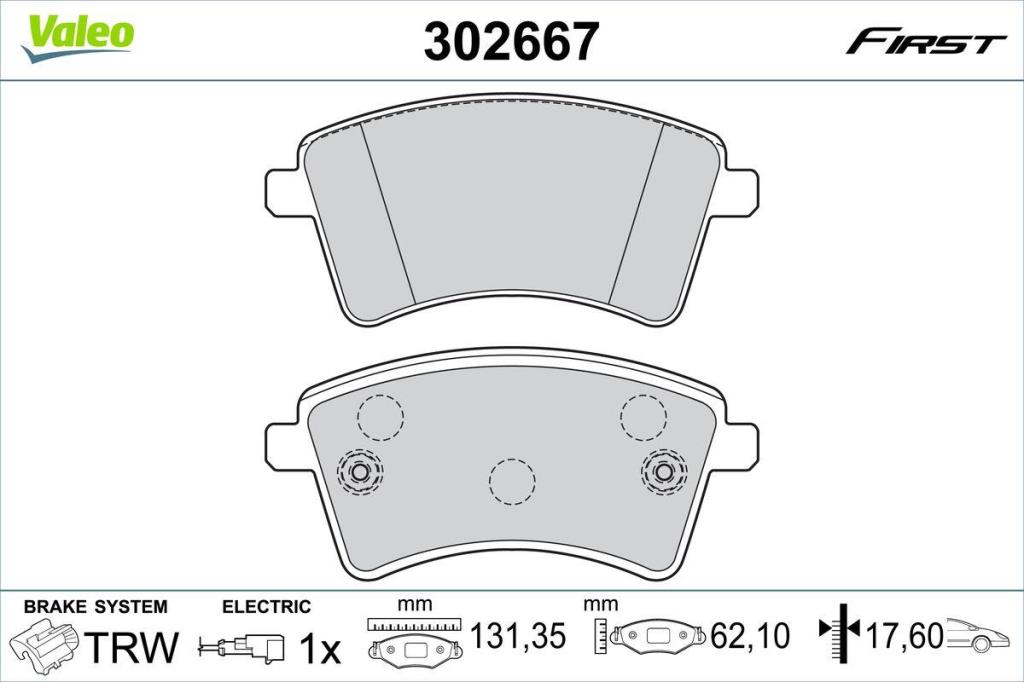 Jeu de 4 plaquettes de frein VALEO ref. 302667